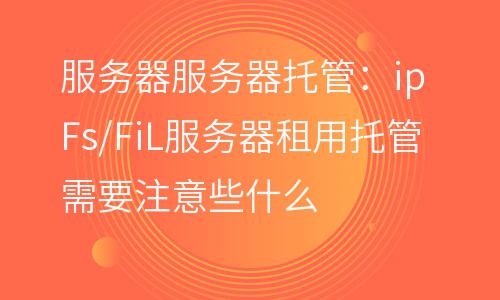 服務(wù)器服務(wù)器托管:ipFs/FiL服務(wù)器租用托管需要注意些什么 服務(wù)器服務(wù)器托管